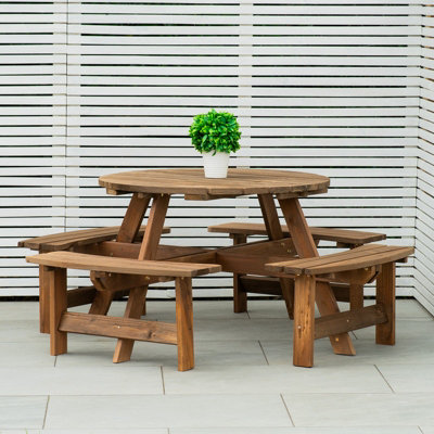 Woodside 8 Seater Round Pressure Treated Bench - 3