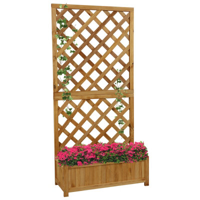 Woodside Aldburgh Wooden Garden Planter with Trellis - 3