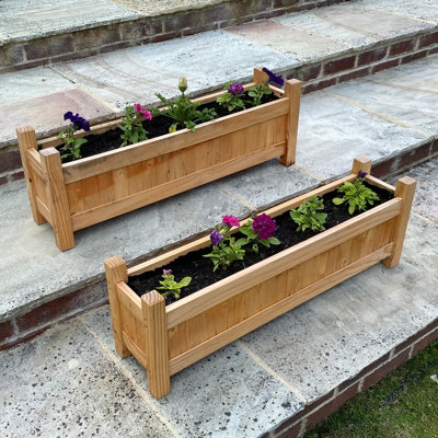 Woodside Aldeby Wooden Garden Planter - LARGE 2 PACK