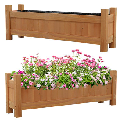Woodside Aldeby Wooden Garden Planter - LARGE 2 PACK