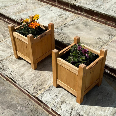 Woodside Aldeby Wooden Garden Planter - SMALL 2 PACK