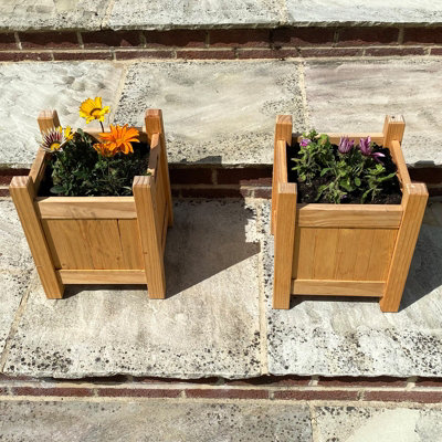 Woodside Aldeby Wooden Garden Planter - SMALL 2 PACK