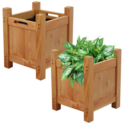 Woodside Aldeby Wooden Garden Planter - SMALL 2 PACK - 3
