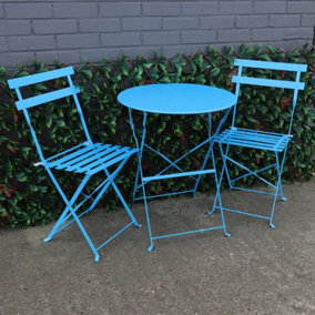 Woodside Aylsham Foldable Bistro Table & Chair Set - BLUE