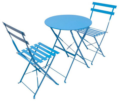 Woodside Aylsham Foldable Bistro Table & Chair Set - BLUE