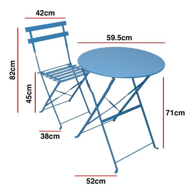 Woodside Aylsham Foldable Bistro Table & Chair Set - BLUE