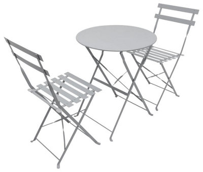 Woodside Aylsham Foldable Bistro Table & Chair Set - GREY