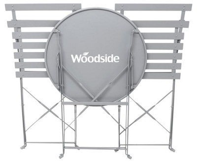 Woodside Aylsham Foldable Bistro Table & Chair Set - GREY
