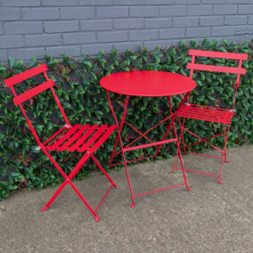 Woodside Aylsham Foldable Bistro Table & Chair Set - RED