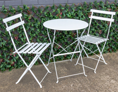 Woodside Aylsham Foldable Bistro Table & Chair Set - WHITE