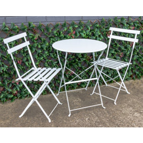 Woodside Aylsham Foldable Bistro Table & Chair Set - WHITE