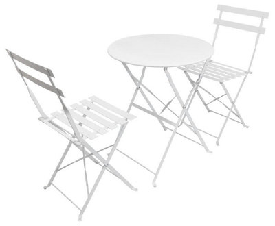 Woodside Aylsham Foldable Bistro Table & Chair Set - WHITE
