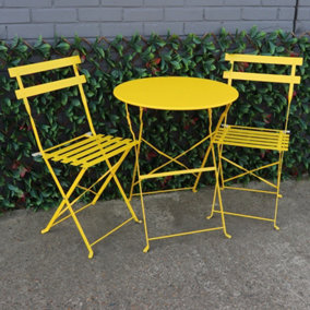 Woodside Aylsham Foldable Bistro Table & Chair Set - YELLOW