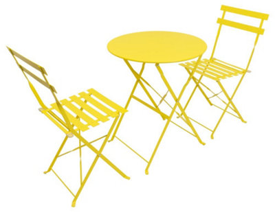 Woodside Aylsham Foldable Bistro Table & Chair Set - YELLOW