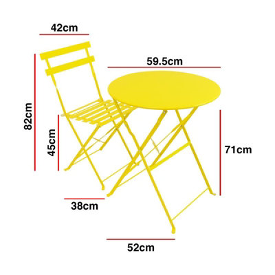 Woodside Aylsham Foldable Bistro Table & Chair Set - YELLOW