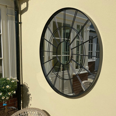 Woodside Bainton XL Decorative Round Outdoor Garden Mirror