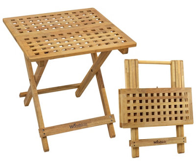 Woodside Belford Treated Wooden Folding Garden Coffee Table, 50cm x 50cm x 50cm