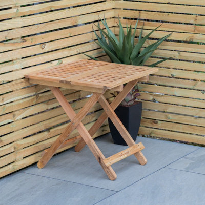 Woodside Belford Treated Wooden Folding Garden Coffee Table, 50cm x 50cm x 50cm