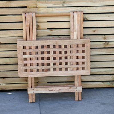 Woodside Belford Treated Wooden Folding Garden Coffee Table, 50cm x 50cm x 50cm