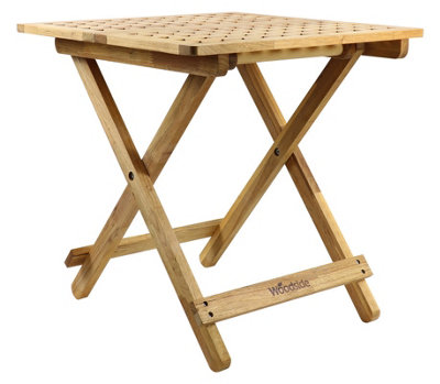 Woodside Belford Treated Wooden Folding Garden Coffee Table, 50cm x 50cm x 50cm