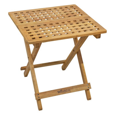 Woodside Belford Treated Wooden Folding Garden Coffee Table, 50cm x 50cm x 50cm
