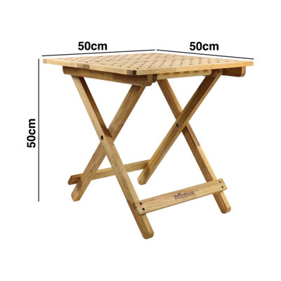 Woodside Belford Treated Wooden Folding Garden Coffee Table, 50cm x 50cm x 50cm