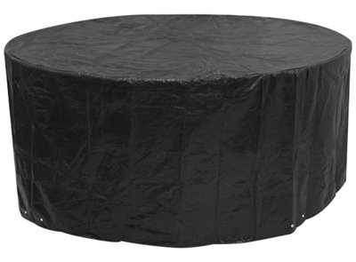 Woodside Black Large Round Waterproof Outdoor Garden Patio Set ...