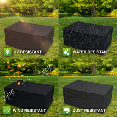 Woodside Black Rattan Furniture Set Cover 115x175x74cm - 5