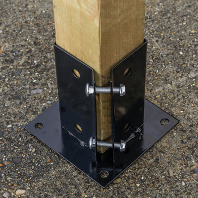 Woodside Bolt Down Fence Post Holder - 75mm x 75mm x 150mm - 4
