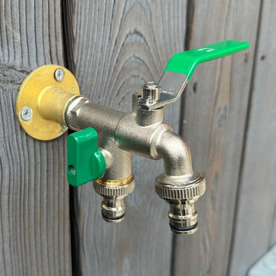 Woodside Brass Nickelplated 1/2" Double Outlet Tap