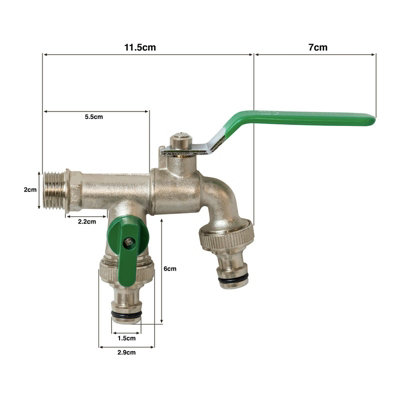 Woodside Brass Nickelplated 1/2" Double Outlet Tap - 4