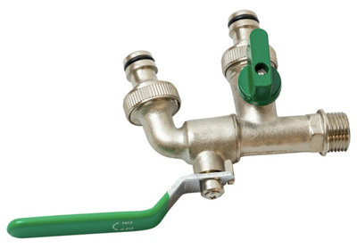 Woodside Brass Nickelplated 1/2" Double Outlet Tap - 5