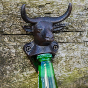 Woodside Cast Iron Bull Head Wall Mount Bottle Opener