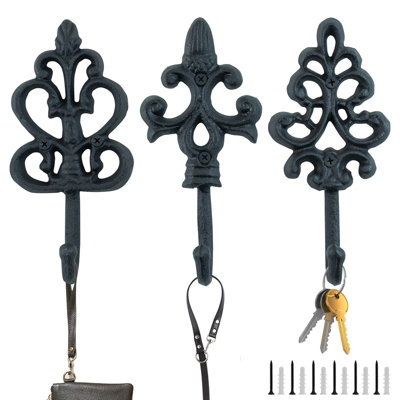 Woodside Cast Iron Decorative Wall Hook - 3 PACK