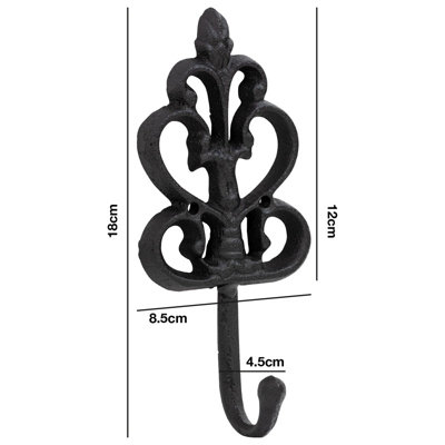 Woodside Cast Iron Decorative Wall Hook - 3 PACK - 6