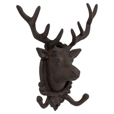 Woodside Cast Iron Deer Wall Hanger Two Hooks