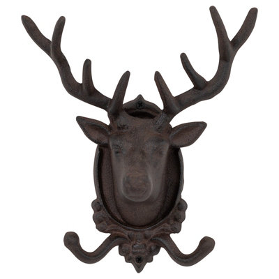 Woodside Cast Iron Deer Wall Hanger Two Hooks
