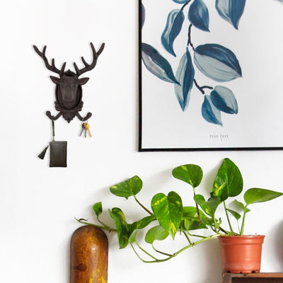 Woodside Cast Iron Deer Wall Hanger Two Hooks - 4