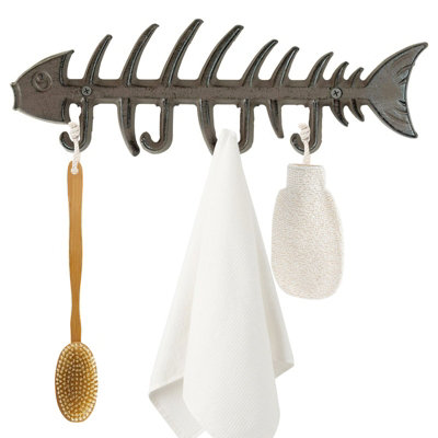 Woodside Cast Iron Fish Bones Wall Mounted Towel Rack