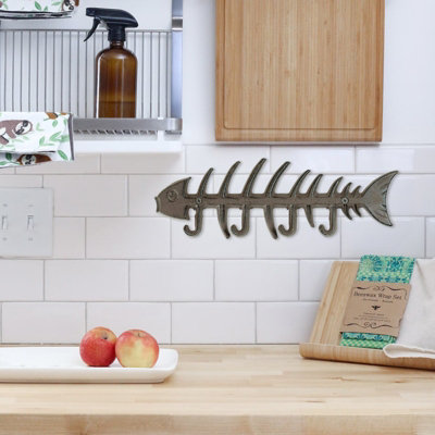 Woodside Cast Iron Fish Bones Wall Mounted Towel Rack