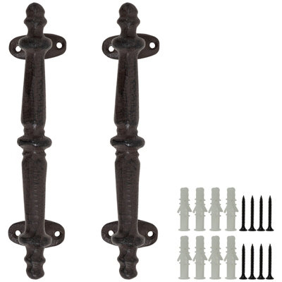 Woodside Cast Iron Heavy Duty Door Handle, Design A - 2 Pack