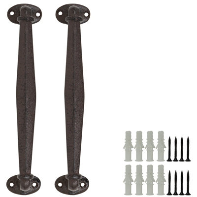 Woodside Cast Iron Heavy Duty Door Handle, Design B - 2 Pack