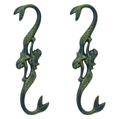 Woodside Cast Iron Mermaid S Hook, 2 PACK