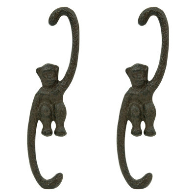 Woodside Cast Iron Monkey S Hook, 2 PACK