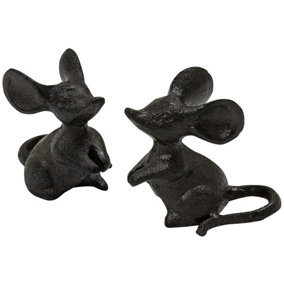Woodside Cast Iron Mouse Sculpture - 2 Pack