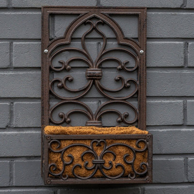Woodside Cast Iron Wall Mounted Planter with Coco Liner