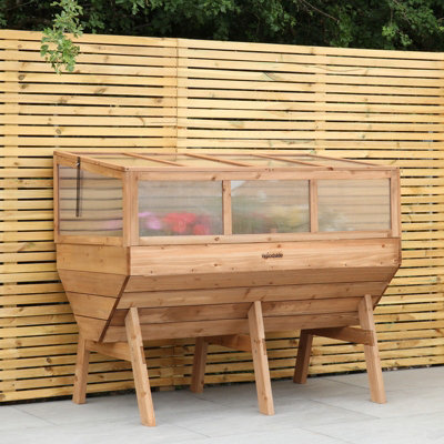 Woodside Cold Frame Greenhouse + Raised Wooden Planter - LARGE