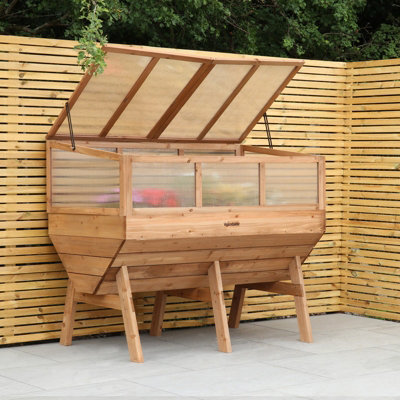 Woodside Cold Frame Greenhouse + Raised Wooden Planter - LARGE - 3