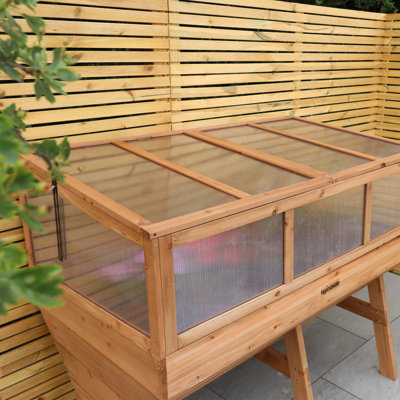 Woodside Cold Frame Greenhouse + Raised Wooden Planter - LARGE