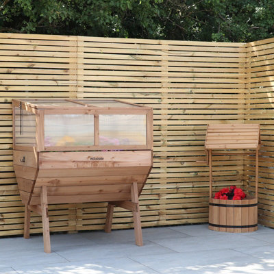 Woodside Cold Frame Greenhouse + Raised Wooden Planter - MEDIUM - 3